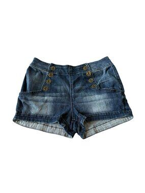 Nautical Express Jeans Women‎ High Rise Shorts 4 Anchor Preppy Sailing Beach Mom